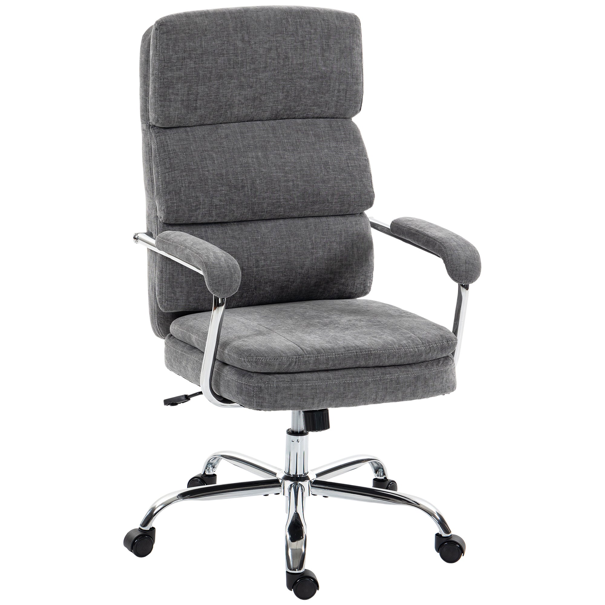 Ergonomic Chenille Office Chair with Padded Armrests, Adjustable Height & Tilt, 360° Swivel, Gray