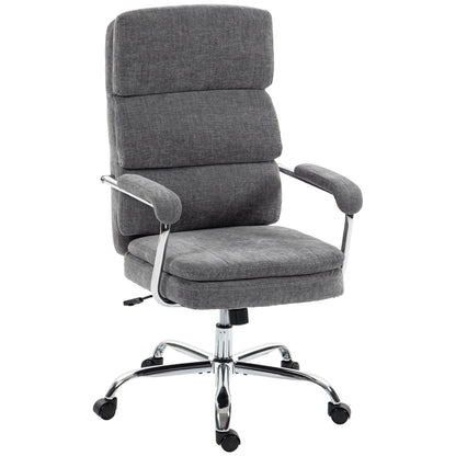 Ergonomic Chenille Office Chair with Padded Armrests, Adjustable Height & Tilt, 360° Swivel, Gray