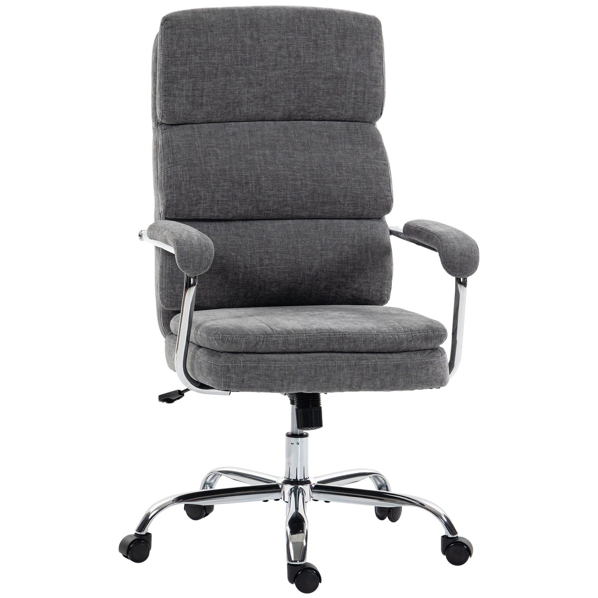 Ergonomic Chenille Office Chair with Padded Armrests, Adjustable Height & Tilt, 360° Swivel, Gray