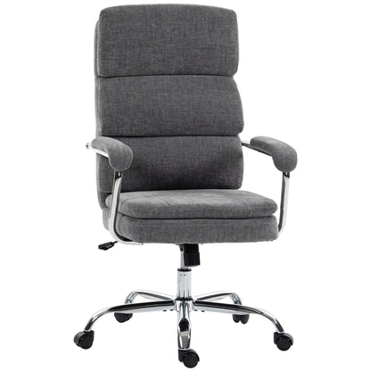 Ergonomic Chenille Office Chair with Padded Armrests, Adjustable Height & Tilt, 360° Swivel, Gray