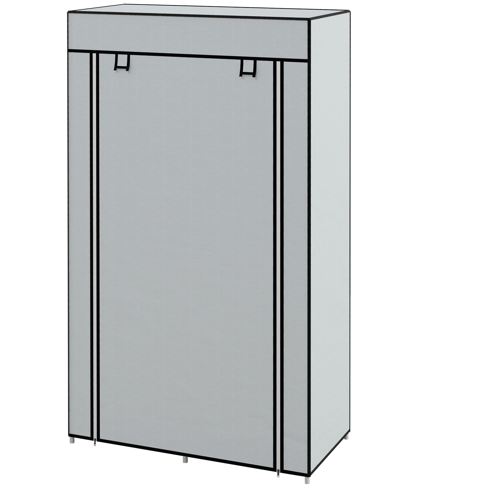 Wardrobe Fabric Closet with 5 Compartments, Clothes Rail, Zipper Folding Closet Fabric Wardrobe for Bedroom, Dressing Room, 150 x 45 x 175 cm, Light Grey