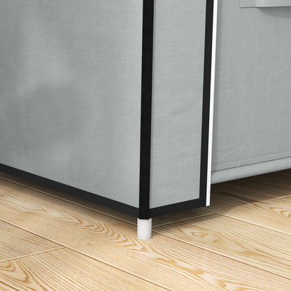 Wardrobe Fabric Closet with 5 Compartments, Clothes Rail, Zipper Folding Closet Fabric Wardrobe for Bedroom, Dressing Room, 150 x 45 x 175 cm, Light Grey