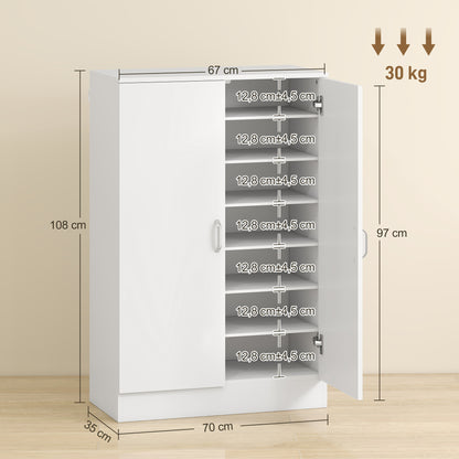 2-Door Shoe Cabinet with 6 Adjustable Shelves, Soft-Close, Stores up to 21 Pairs – Natural Wood Finish (27.6 x 13.8 x 42.5 in)