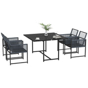 5-Piece Dining Group for 4 People Dining Table with 4 Chairs Dining Set with Folding Chairs Kitchen Table Set with Steel Frame Balcony Furniture Garden Furniture for Terrace, Balcony Dark Grey