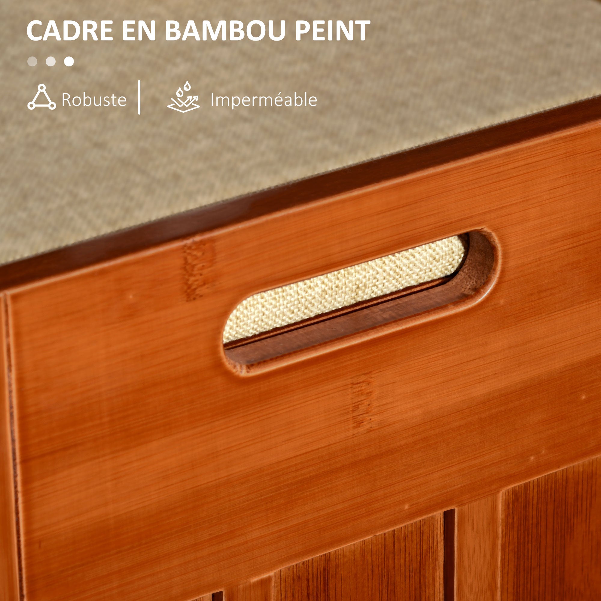 Shoe Bench Shoe Storage Entryway Bench in Bamboo with 3 Cabinets, Cushioned Seat, and Hidden Compartment, for Hallway, Bedroom, 89.6 x 32 x 49 cm, Brown