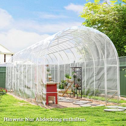 Greenhouse Film 8x10 m Waterproof Garden Cover with UV Protection, Extra Thick Tear-Resistant Plastic Film, Cover for Greenhouse Film Tunnel, Tunnel Film for Outdoor Area Transparent