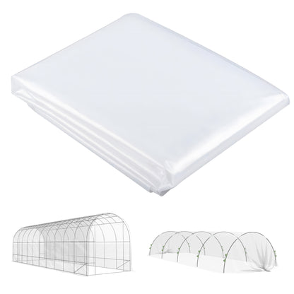 Greenhouse Film 8x10 m Waterproof Garden Cover with UV Protection, Extra Thick Tear-Resistant Plastic Film, Cover for Greenhouse Film Tunnel, Tunnel Film for Outdoor Area Transparent