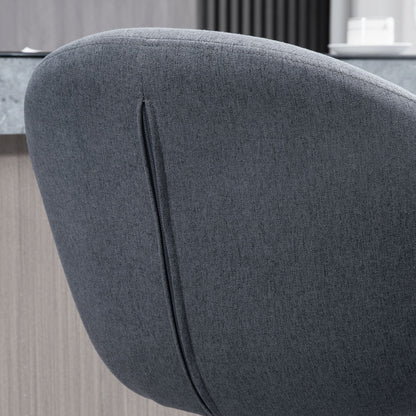 Bar Stool, Height Adjustable Bar Chair, Kitchen Stool, Bistro Stool with Footrest, Counter Stool with Linen Look for Dining Room, Dark Gray, 54 x 54 x 92-112 cm