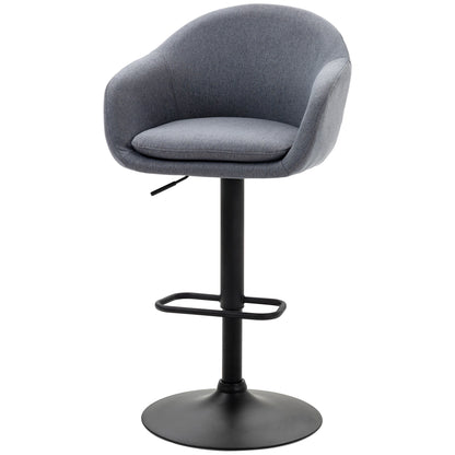 Bar Stool, Height Adjustable Bar Chair, Kitchen Stool, Bistro Stool with Footrest, Counter Stool with Linen Look for Dining Room, Dark Gray, 54 x 54 x 92-112 cm