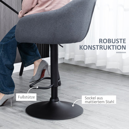 Bar Stool, Height Adjustable Bar Chair, Kitchen Stool, Bistro Stool with Footrest, Counter Stool with Linen Look for Dining Room, Dark Gray, 54 x 54 x 92-112 cm