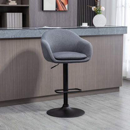 Bar Stool, Height Adjustable Bar Chair, Kitchen Stool, Bistro Stool with Footrest, Counter Stool with Linen Look for Dining Room, Dark Gray, 54 x 54 x 92-112 cm