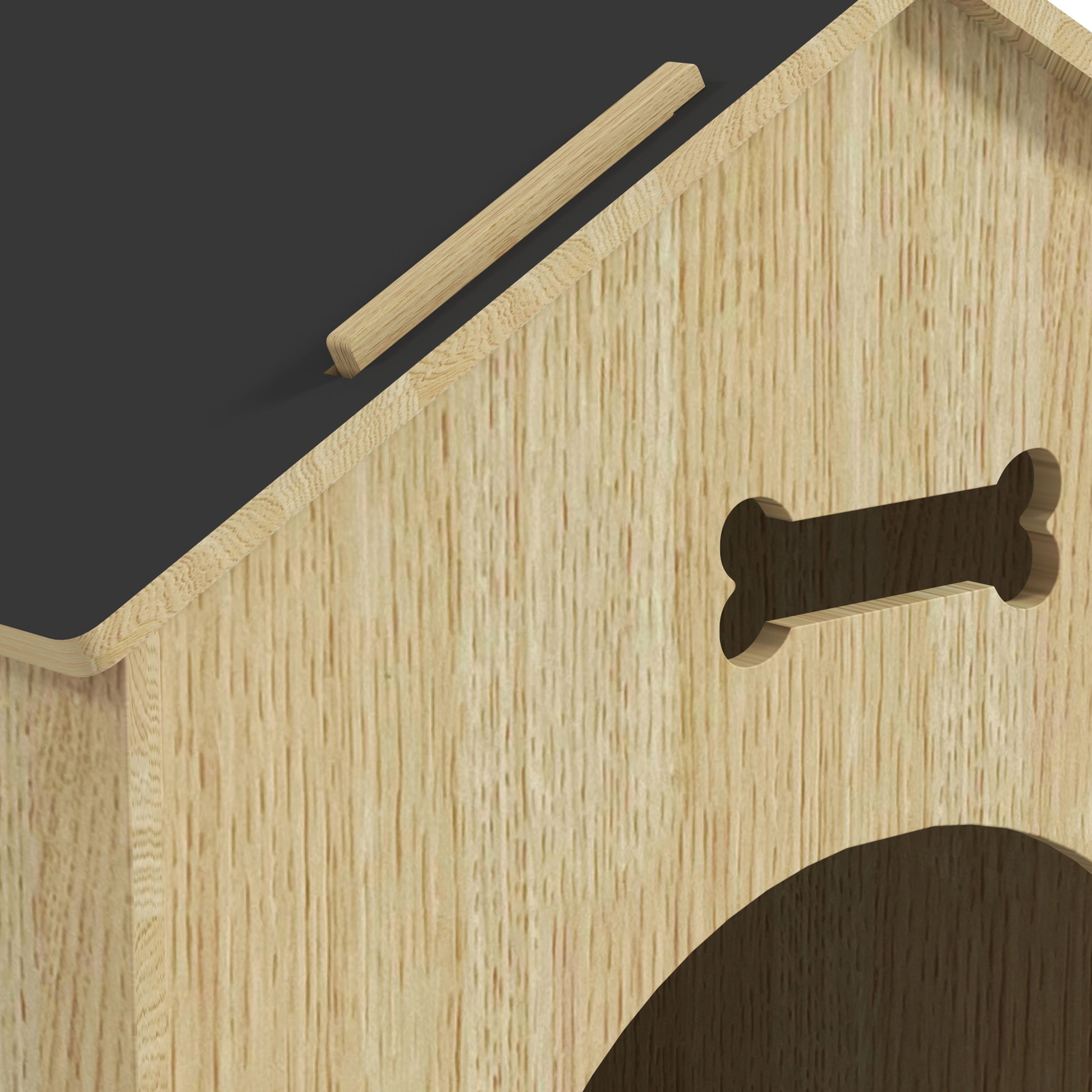 Indoor Dog House, Indoor Wooden Dog House with Hollow Bone Designs, Window, Easy Assembly, for Miniature Dog, Cat, 44 x 57 x 58 cm, Oak