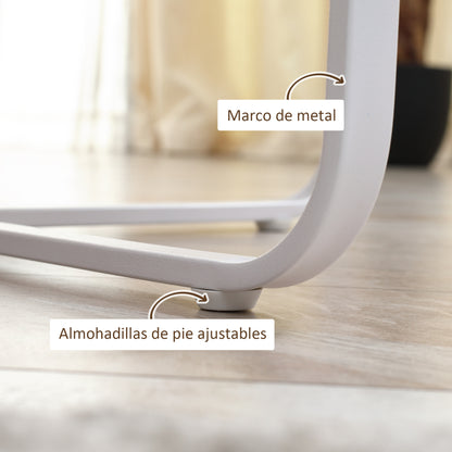 Set of 2 Center Tables Ø65x32 cm and Ø45x26 cm Round Living Room Tables with Wood Top and Metal Legs for Bedroom Natural and White