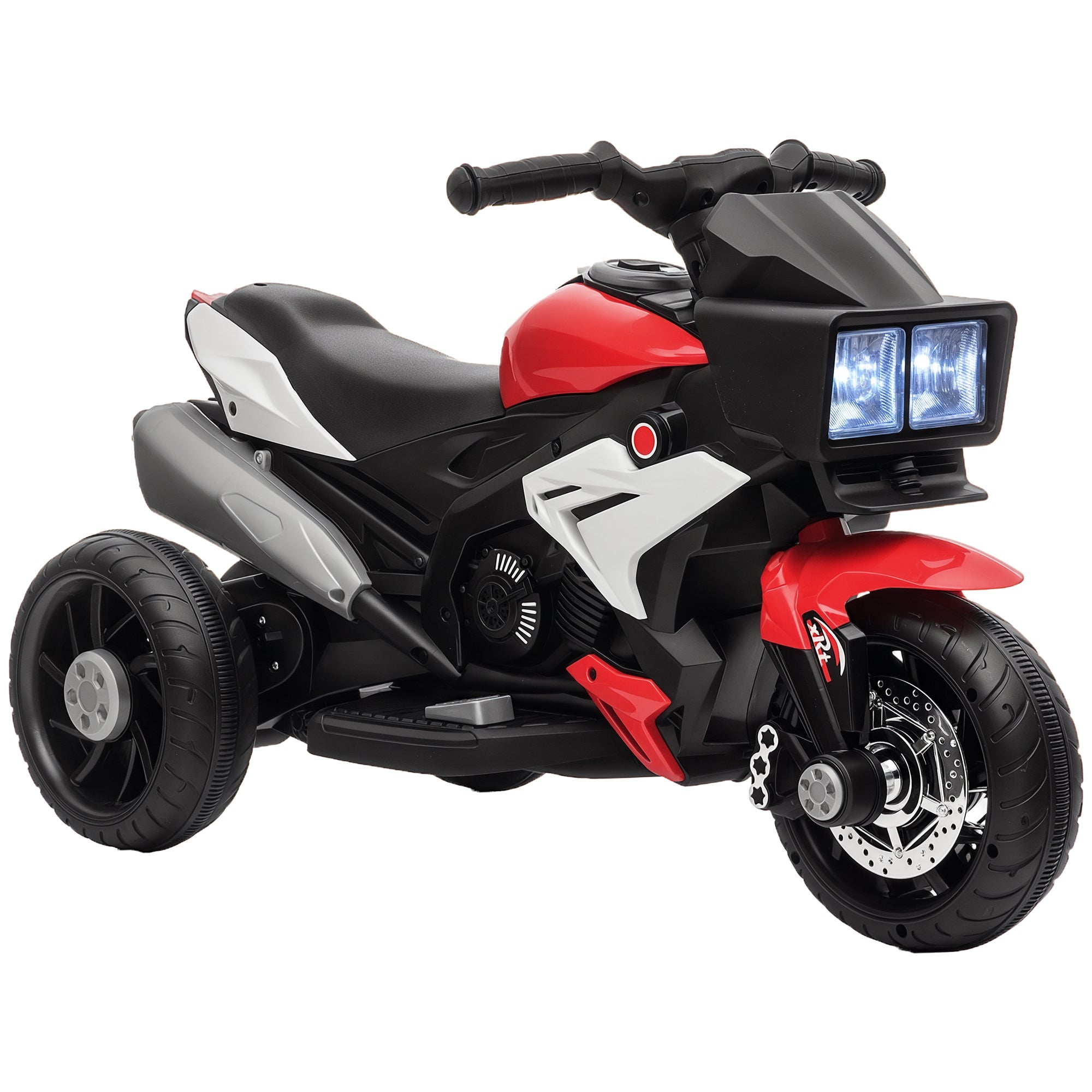 Electric Motorbike for Kids 3+ Years 6V Battery-Powered Bike with Lights Music Horn Wide Tires Ride-On Motorcycle with 3 km/h Speed Red and Black