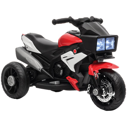 Electric Motorbike for Kids 3+ Years 6V Battery-Powered Bike with Lights Music Horn Wide Tires Ride-On Motorcycle with 3 km/h Speed Red and Black