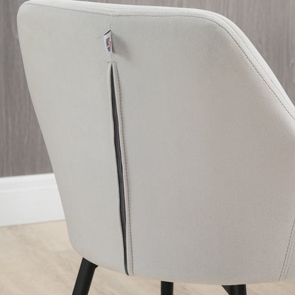 Dining Chairs Set of 2 Kitchen Chair with Backrest, Velvet Look, Padded Chair with Steel Legs for Living Room, Light Gray 54 x 57 x 80 cm