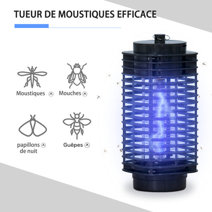 Anti-Mosquito Lamp, Electric Indoor Outdoor Mosquito Killer, 3W LED, Electric Fly Killer with Hanging Hook, Mosquito Trap, Mosquito Killer Lamp, Black