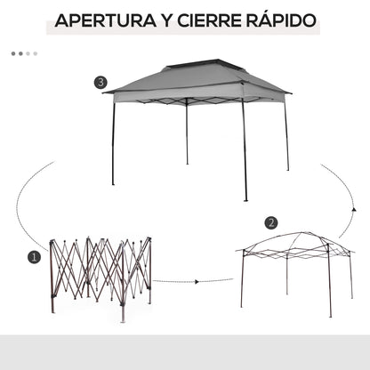 Folding Gazebo 3.3x3.3 m with 4 Mesh Side Walls and Carry Bag for Camping Parties Light Gray