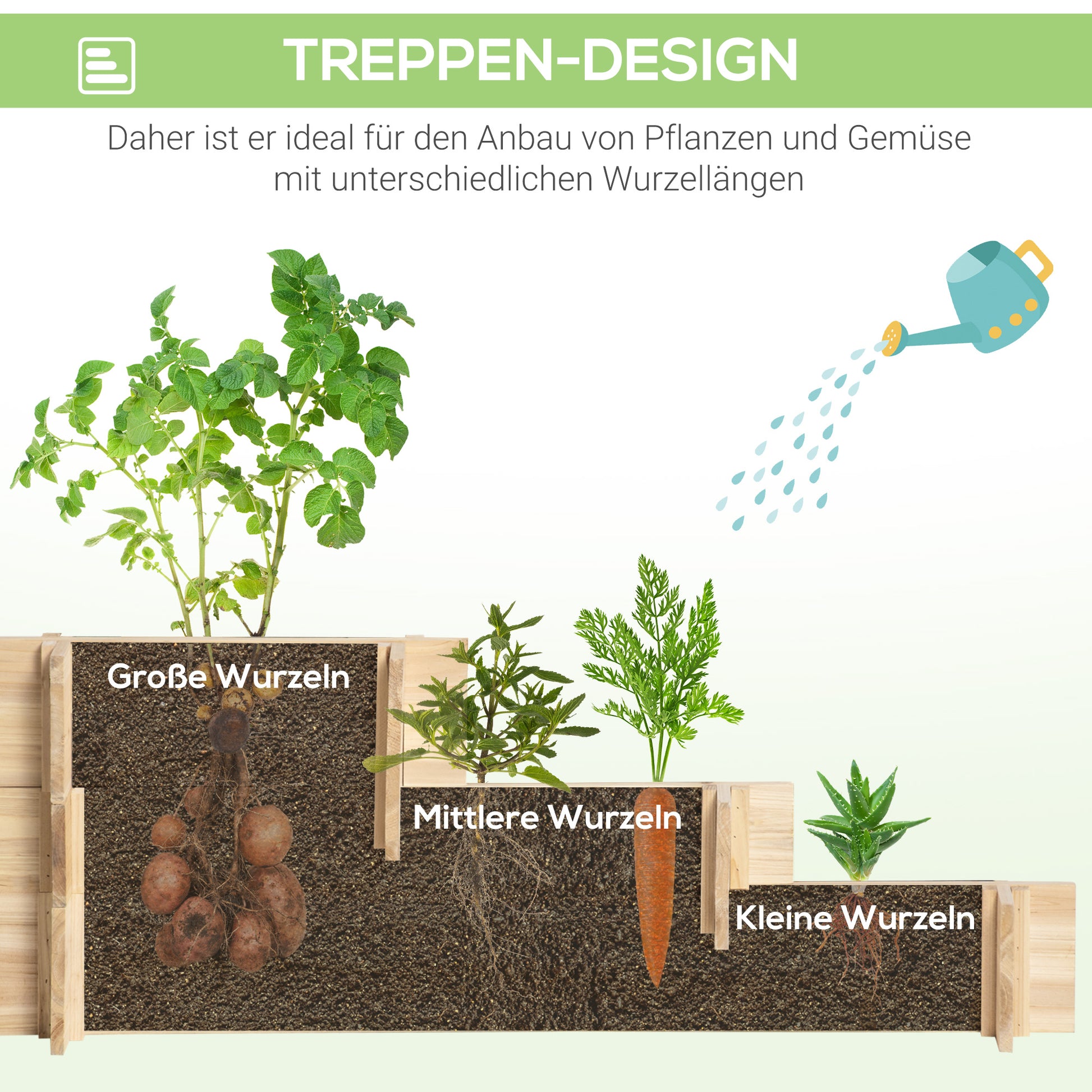 Raised Garden Bed Wooden, 3-Tier Planting Bed, Cold Frame with Fabric Lining, Flower Box Vegetable Bed 93x93x35cm for Balcony, Garden, Planter Box for Flowers, Vegetables, Herbs, Natural