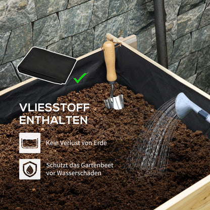 Raised Garden Bed Wooden, 3-Tier Planting Bed, Cold Frame with Fabric Lining, Flower Box Vegetable Bed 93x93x35cm for Balcony, Garden, Planter Box for Flowers, Vegetables, Herbs, Natural