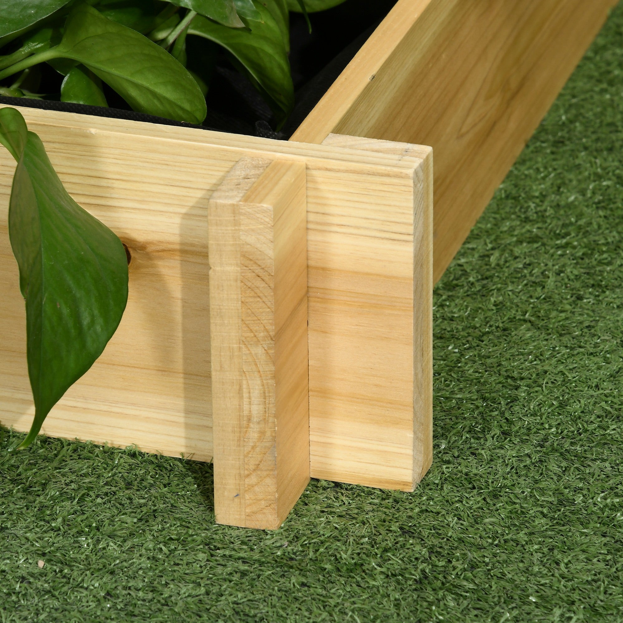 Raised Garden Bed Wooden, 3-Tier Planting Bed, Cold Frame with Fabric Lining, Flower Box Vegetable Bed 93x93x35cm for Balcony, Garden, Planter Box for Flowers, Vegetables, Herbs, Natural