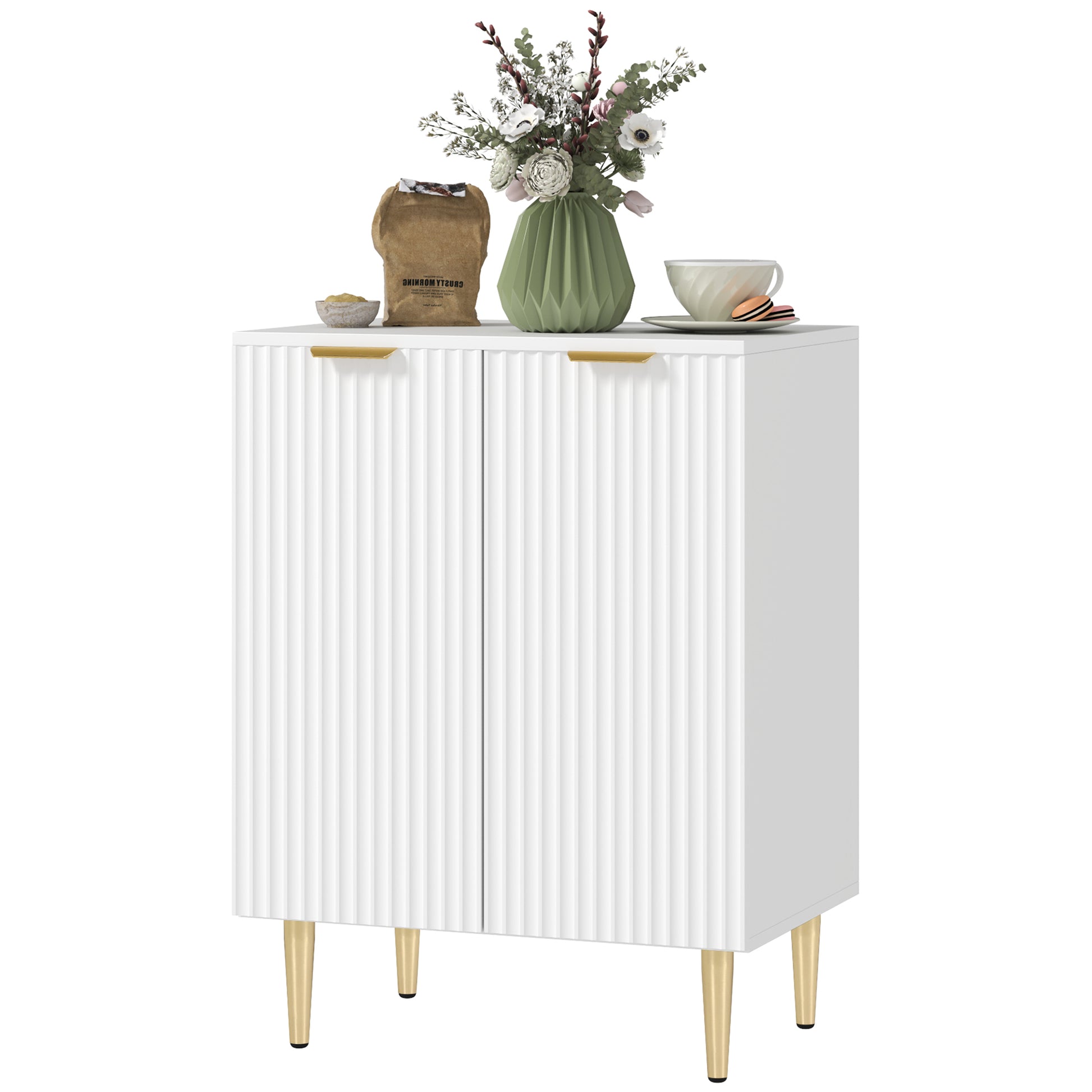 Kitchen Buffet, Storage Cabinet, with 2 Doors, Adjustable Shelf, Raised Metal Legs, for Kitchen, Living Room, 60 x 40 x 80 cm, White