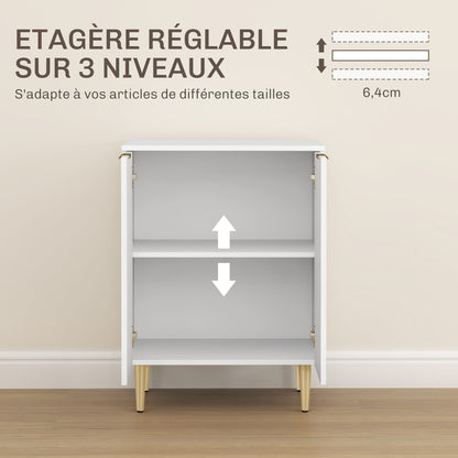 Kitchen Buffet, Storage Cabinet, with 2 Doors, Adjustable Shelf, Raised Metal Legs, for Kitchen, Living Room, 60 x 40 x 80 cm, White