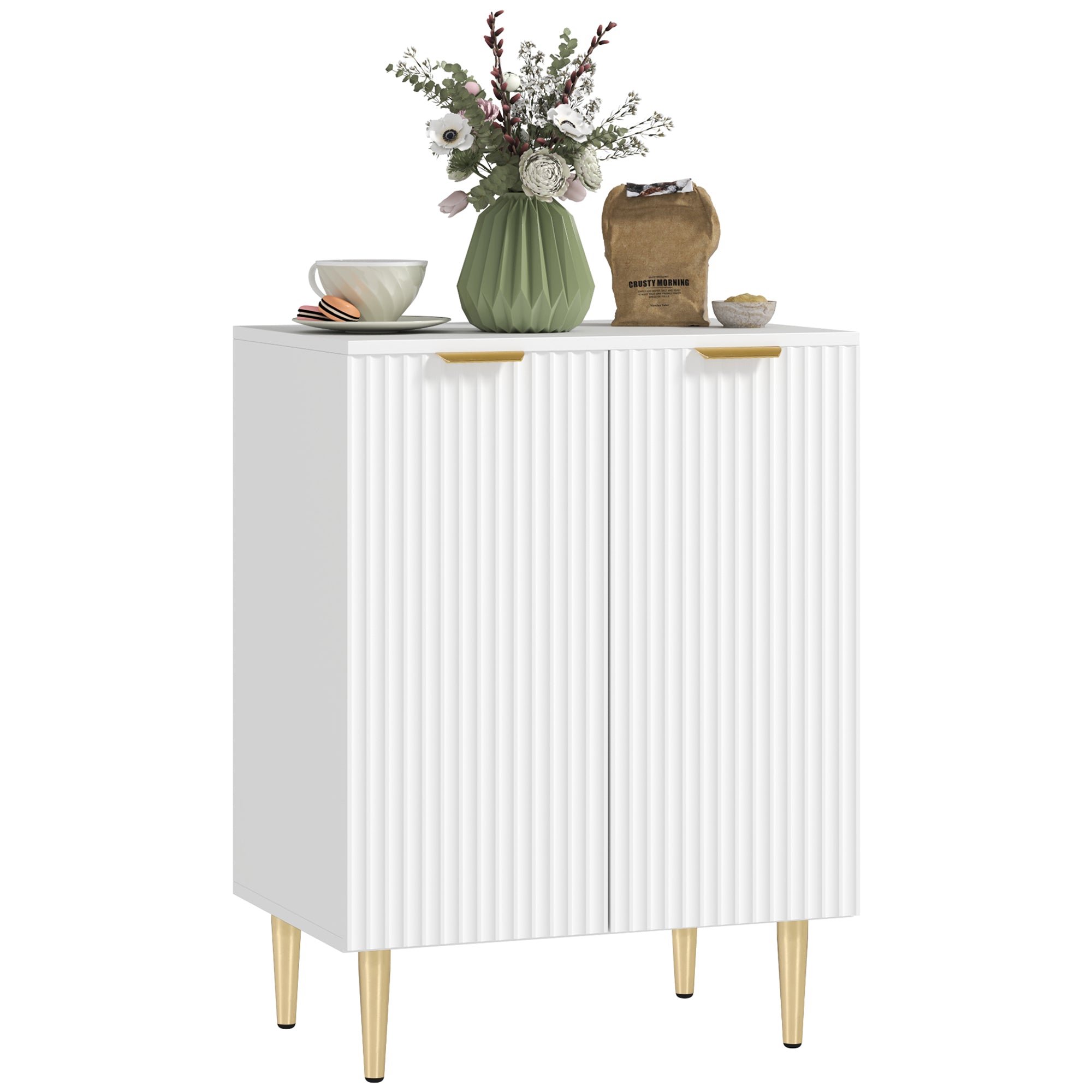 Kitchen Buffet, Storage Cabinet, with 2 Doors, Adjustable Shelf, Raised Metal Legs, for Kitchen, Living Room, 60 x 40 x 80 cm, White
