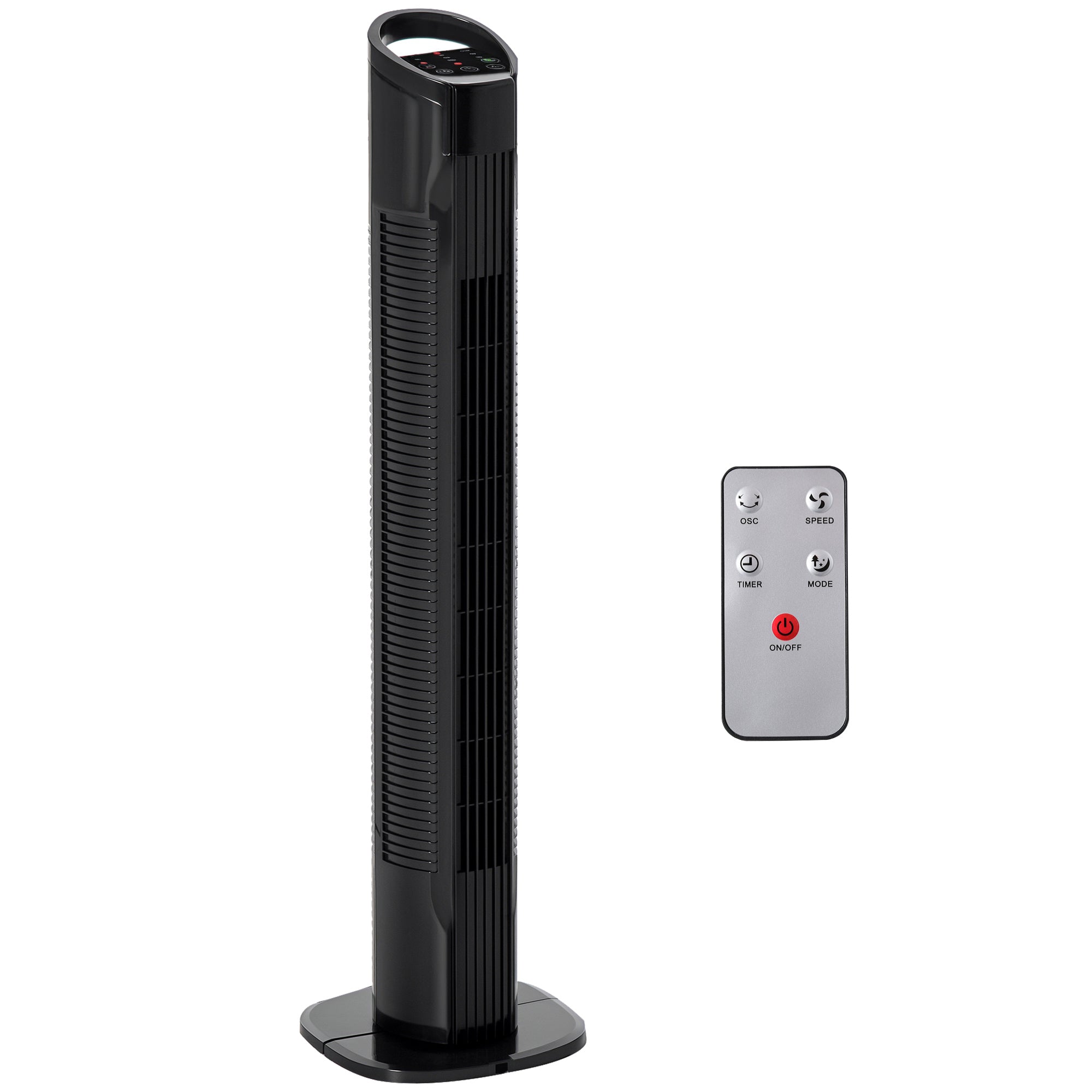 Tower Fan Vertical Fan 50W with Remote Control 3 Speeds LED Display Timer 7.5h and 70° Oscillation Ø20x78.5 cm Black