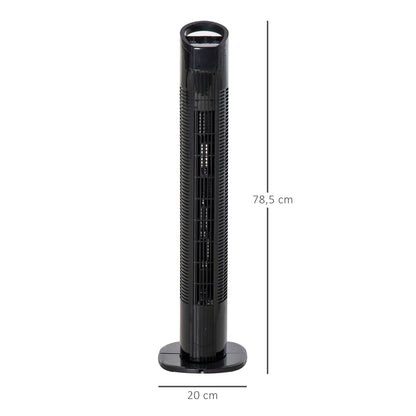 Tower Fan Vertical Fan 50W with Remote Control 3 Speeds LED Display Timer 7.5h and 70° Oscillation Ø20x78.5 cm Black