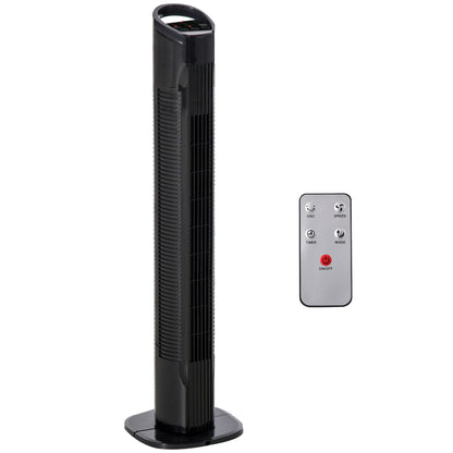 Tower Fan Vertical Fan 50W with Remote Control 3 Speeds LED Display Timer 7.5h and 70° Oscillation Ø20x78.5 cm Black