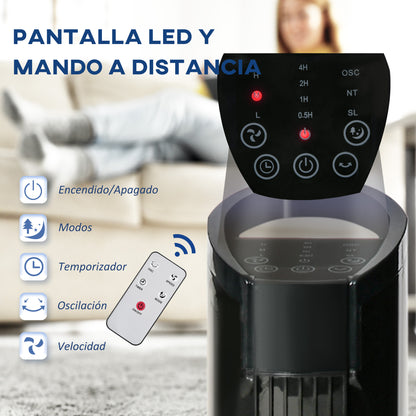Tower Fan Vertical Fan 50W with Remote Control 3 Speeds LED Display Timer 7.5h and 70° Oscillation Ø20x78.5 cm Black