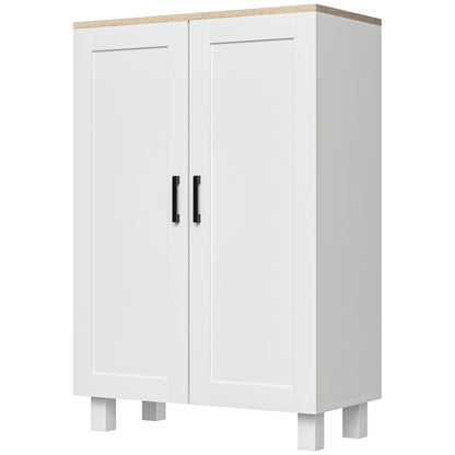 Modern Living Room Cabinet Storage Cabinet with 2 Doors Adjustable Shelf and Raised Base for Kitchen Dining Room Hallway Bedroom Anti-tip Device 60x30x90 cm White