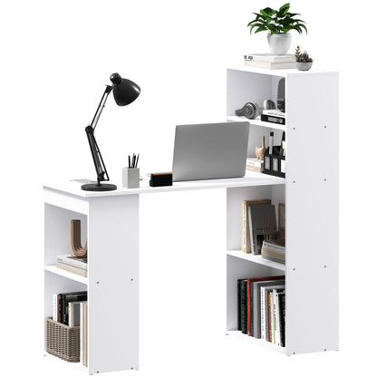 Desk Kitchen Table with Shelf Computer Desk Work Table Laptop Desk Office Shelf White 120 x 55 x 120 cm