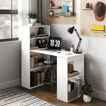 Desk Kitchen Table with Shelf Computer Desk Work Table Laptop Desk Office Shelf White 120 x 55 x 120 cm