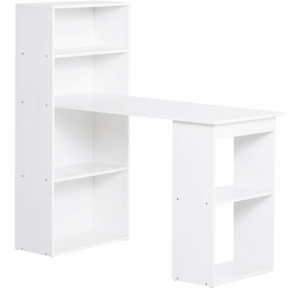Desk Kitchen Table with Shelf Computer Desk Work Table Laptop Desk Office Shelf White 120 x 55 x 120 cm