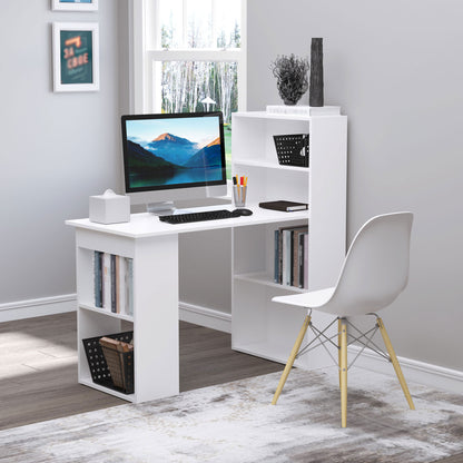 Desk Kitchen Table with Shelf Computer Desk Work Table Laptop Desk Office Shelf White 120 x 55 x 120 cm