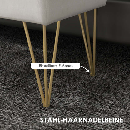 Storage Bench Upholstered Bench, Linen Look, Bed Bench with Steel Legs, for Bedroom, Living Room, Hallway, 100 x 40 x 49 cm, Cream