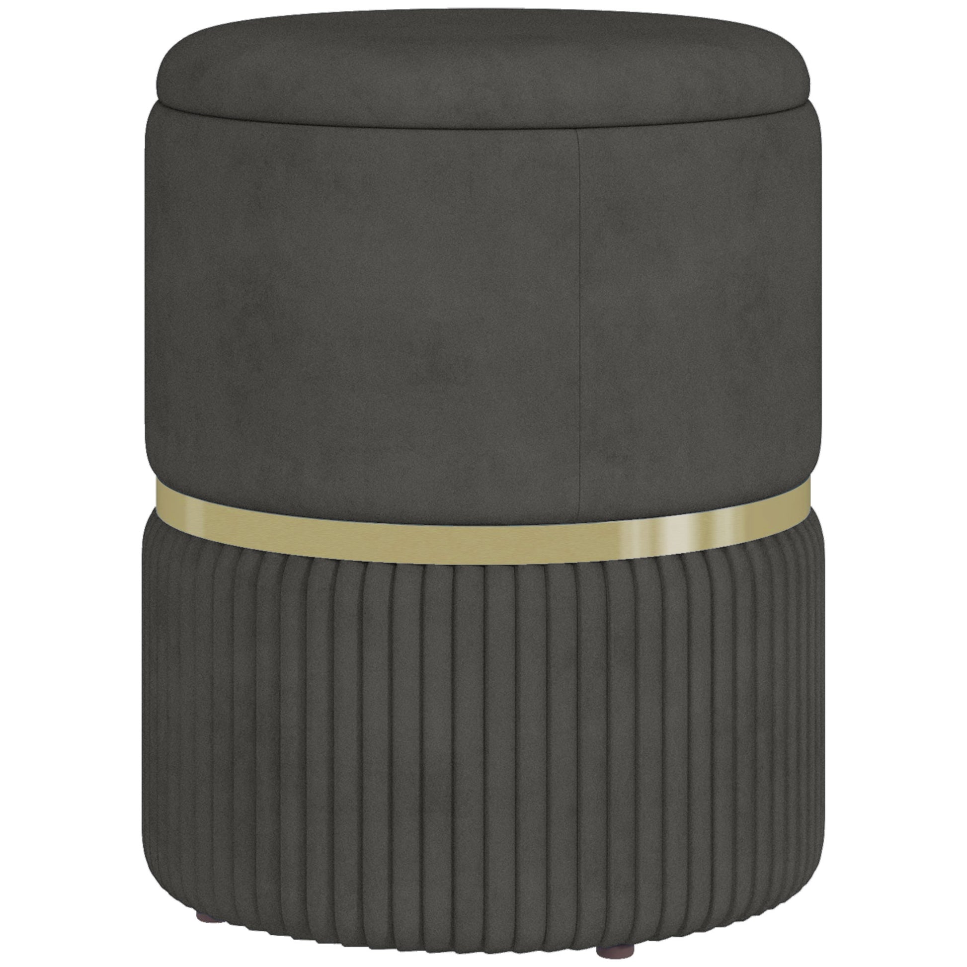 Pouf ottoman footstool, storage chest, corduroy velvet, modern design, 36 x 36 x 44 cm, for living room, bedroom, gray