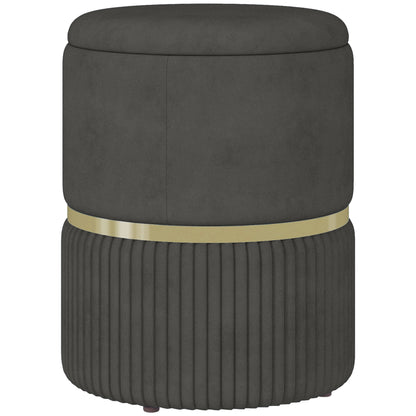 Pouf ottoman footstool, storage chest, corduroy velvet, modern design, 36 x 36 x 44 cm, for living room, bedroom, gray