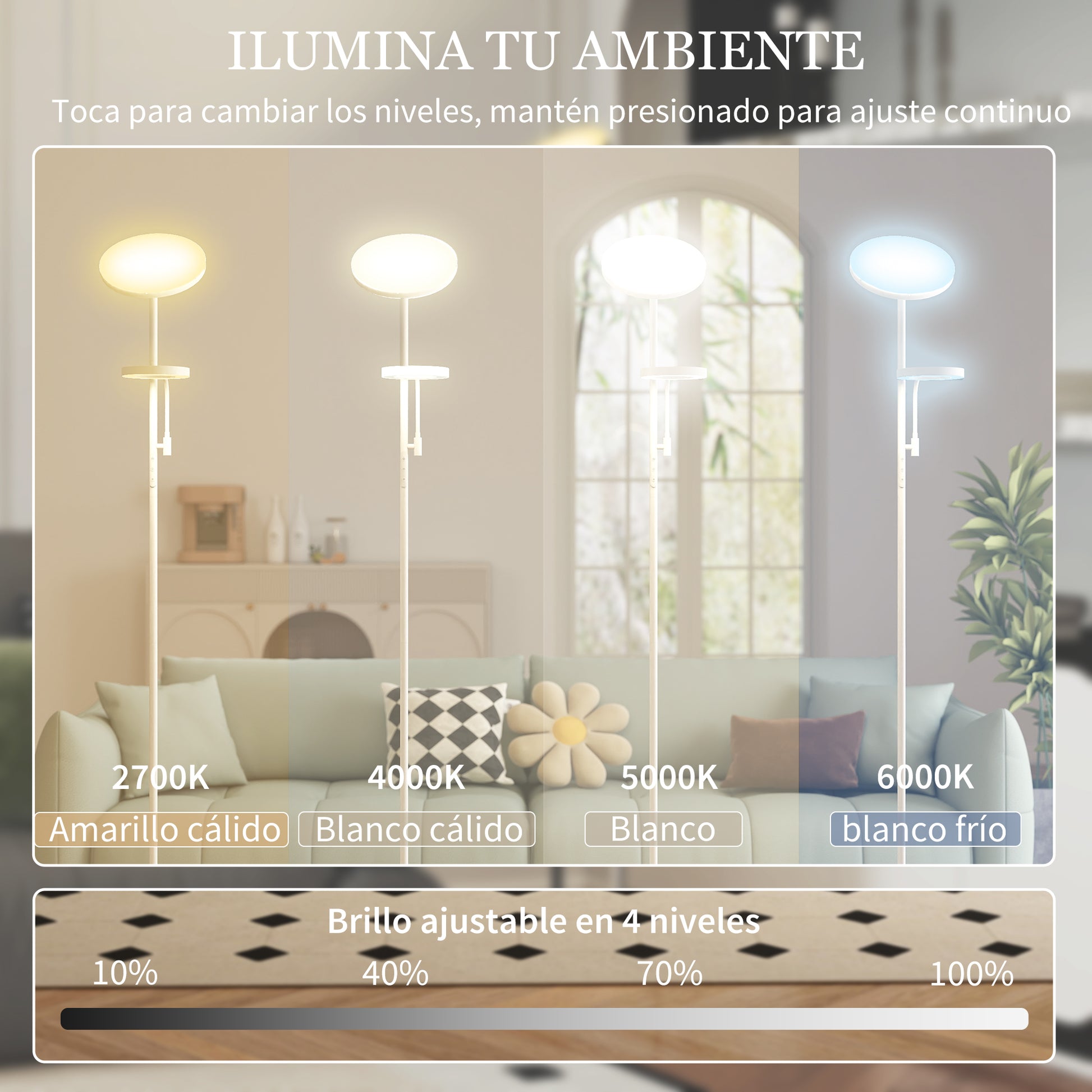 Dimmable LED Floor Lamp 42W Rotating Floor Lamp with Remote and Touch Control Adjustable Color Temperature and Brightness for Living Rooms Bedrooms Offices White