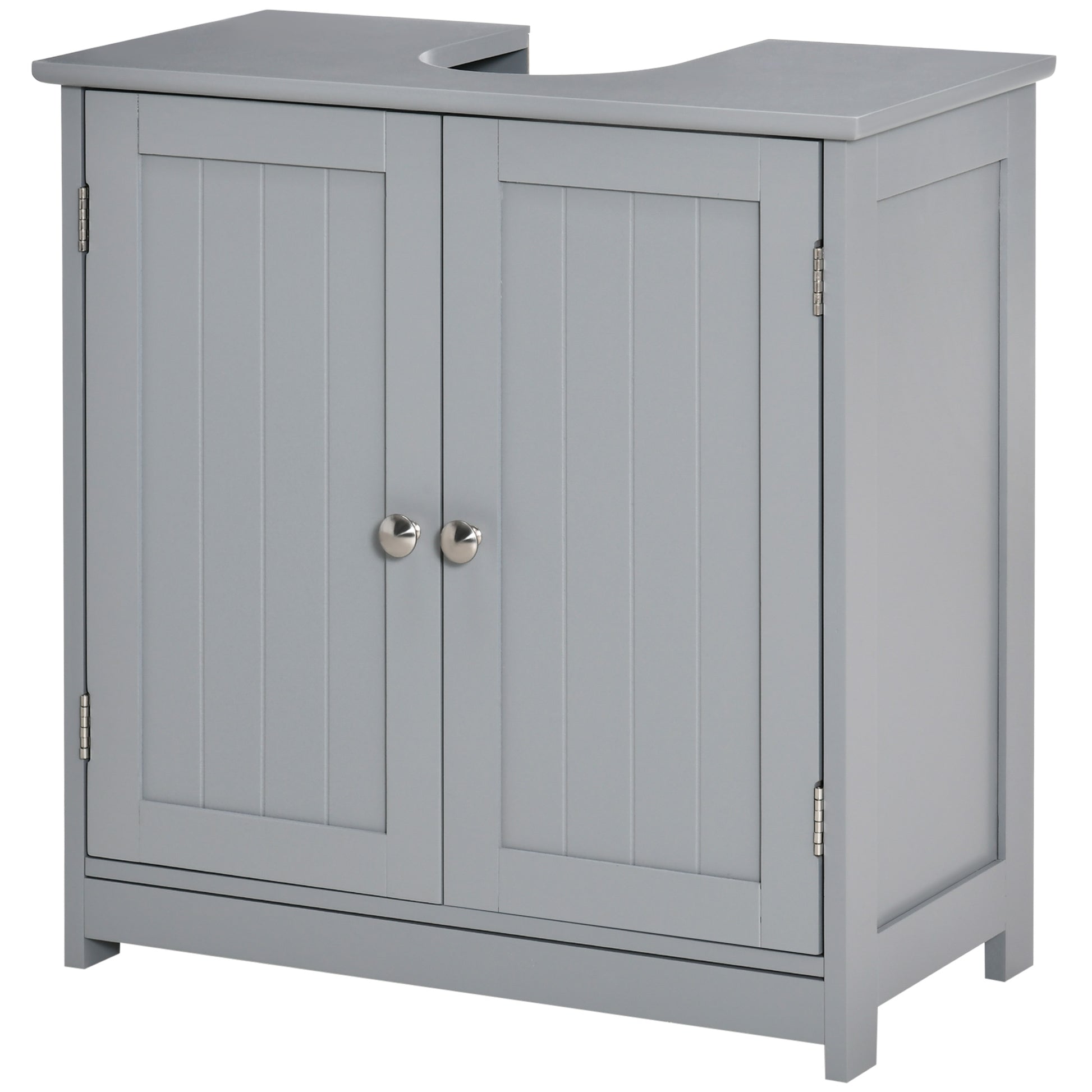 Bathroom Vanity Cabinet Under Sink - Sink Cabinet - 2-Door Cupboard with Shelf - Dimensions 60L x 30W x 60H cm - Gray Wood