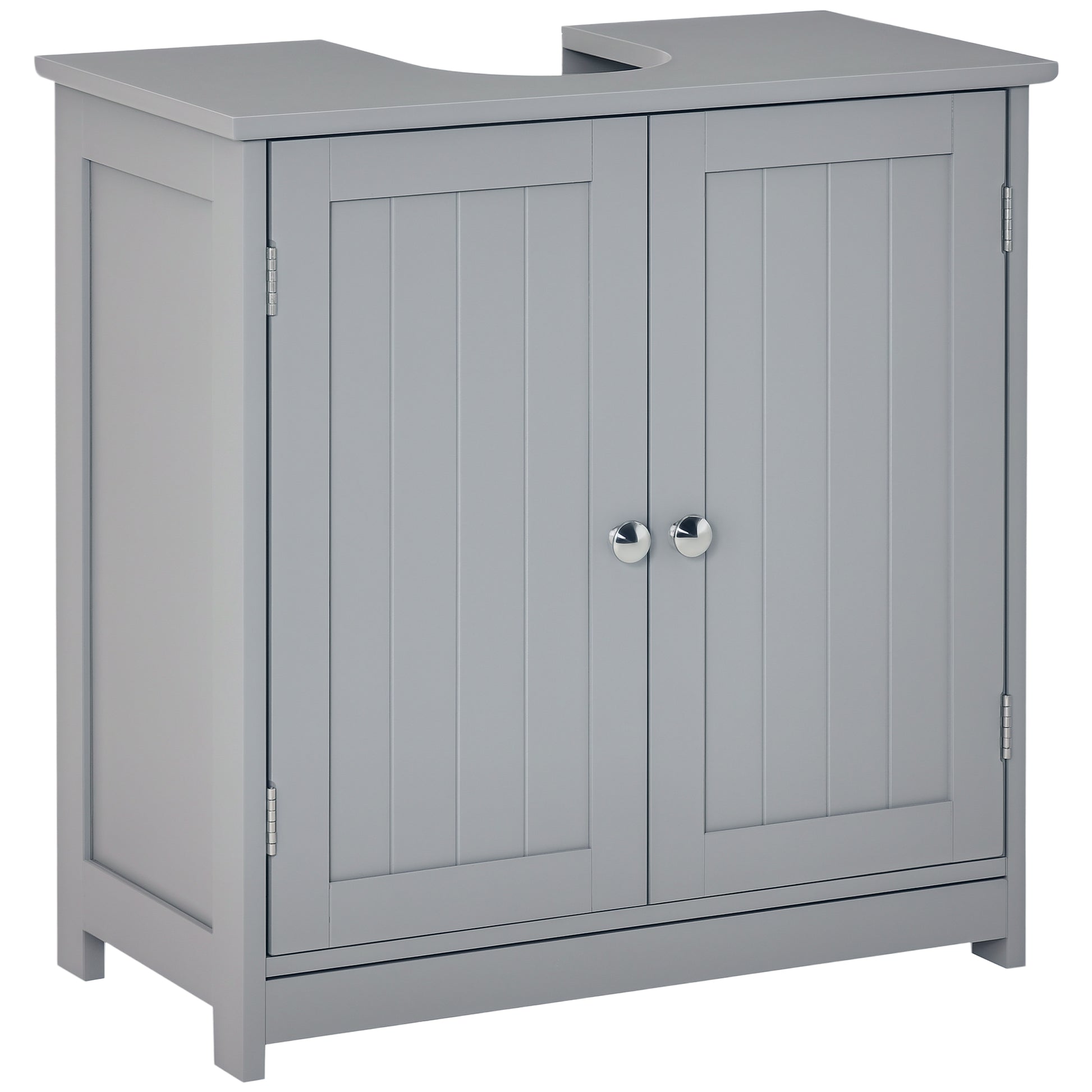 Bathroom Vanity Cabinet Under Sink - Sink Cabinet - 2-Door Cupboard with Shelf - Dimensions 60L x 30W x 60H cm - Gray Wood
