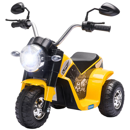 Children's Electric Motorcycle with 3 Wheels Electric Motorcycle for Kids 18-36 Months Battery Tricycle 6V with Headlight Horn 72x57x56 cm Yellow