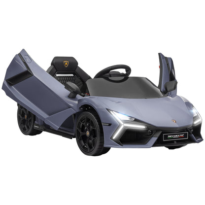Children's Electric Car 12V Kids Car with 2.4G Remote Control, Electric Vehicle with LED Light, USB/MP3 Connection, Gullwing Doors, Sprung Wheels, 1.86-3.11 mph, for Children 3-5 Years, Gray