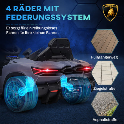 Children's Electric Car 12V Kids Car with 2.4G Remote Control, Electric Vehicle with LED Light, USB/MP3 Connection, Gullwing Doors, Sprung Wheels, 1.86-3.11 mph, for Children 3-5 Years, Gray