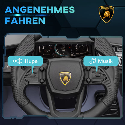 Children's Electric Car 12V Kids Car with 2.4G Remote Control, Electric Vehicle with LED Light, USB/MP3 Connection, Gullwing Doors, Sprung Wheels, 1.86-3.11 mph, for Children 3-5 Years, Gray