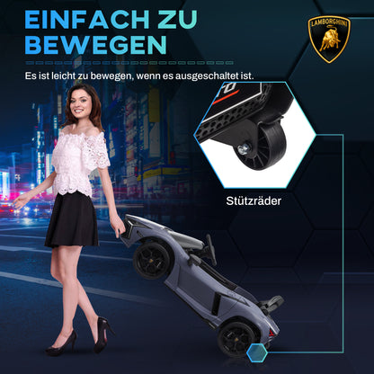 Children's Electric Car 12V Kids Car with 2.4G Remote Control, Electric Vehicle with LED Light, USB/MP3 Connection, Gullwing Doors, Sprung Wheels, 1.86-3.11 mph, for Children 3-5 Years, Gray