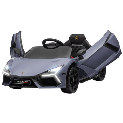 Children's Electric Car 12V Kids Car with 2.4G Remote Control, Electric Vehicle with LED Light, USB/MP3 Connection, Gullwing Doors, Sprung Wheels, 1.86-3.11 mph, for Children 3-5 Years, Gray