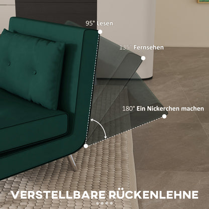 Sleeper Chair, Single Sofa with Bed Function, Folding Chair, Guest Bed with Pillow, Upholstered Sofa in Velvet Look for Bedroom, Living Room, 77 x 88 x 83 cm, Dark Green